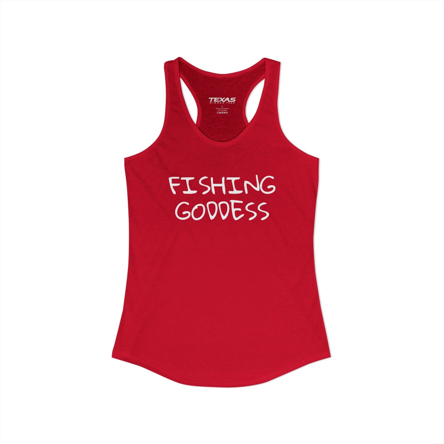 Texas Rigged Tees Fishing Goddess — Women’s Racerback Tank
