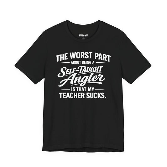 Texas Rigged Tees Self-Taught Angler — Unisex Cotton Tee