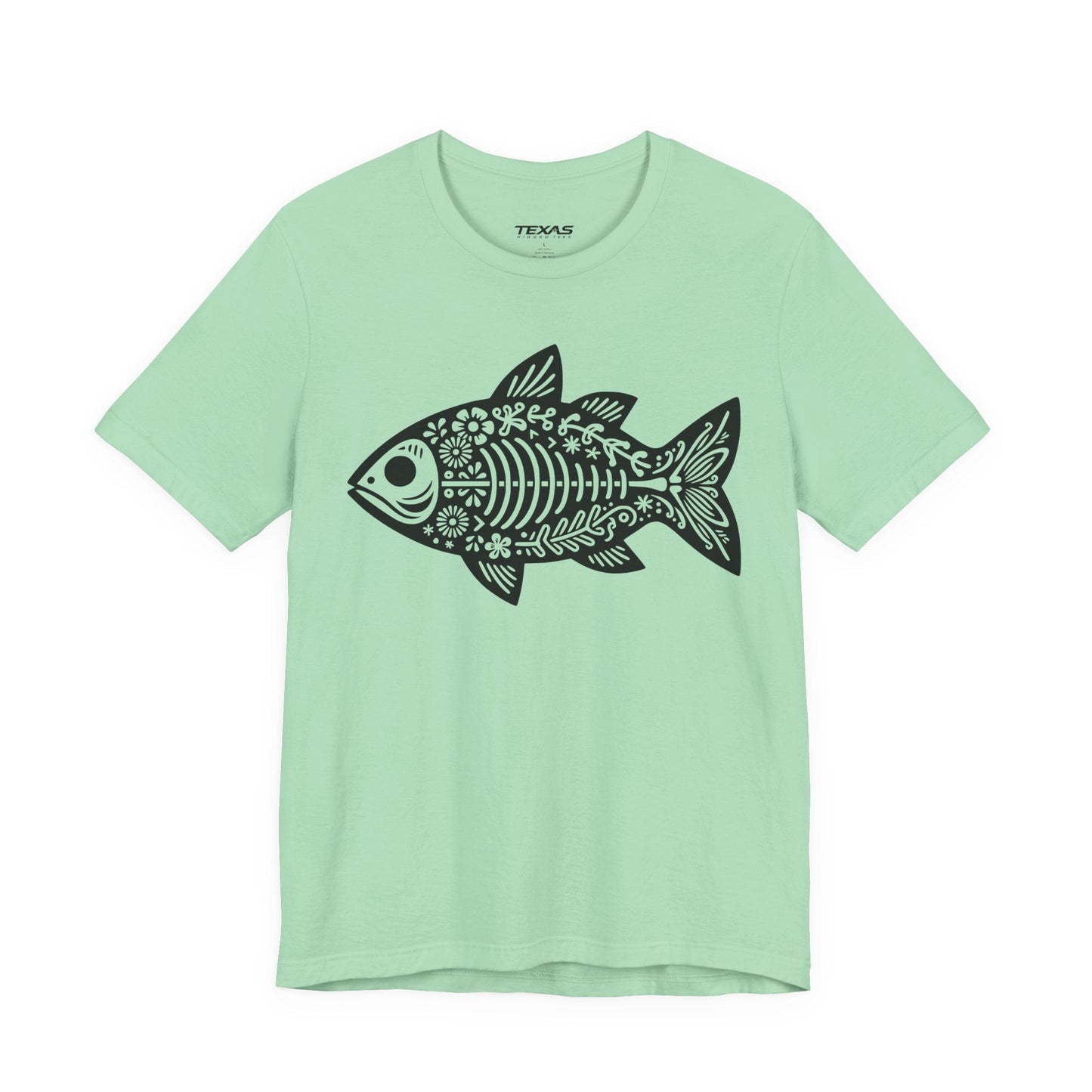 Texas Rigged Tees Mexican Flora Fish Skeleton — Unisex Cotton Tee