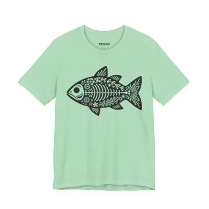 Texas Rigged Tees Mexican Flora Fish Skeleton — Unisex Cotton Tee