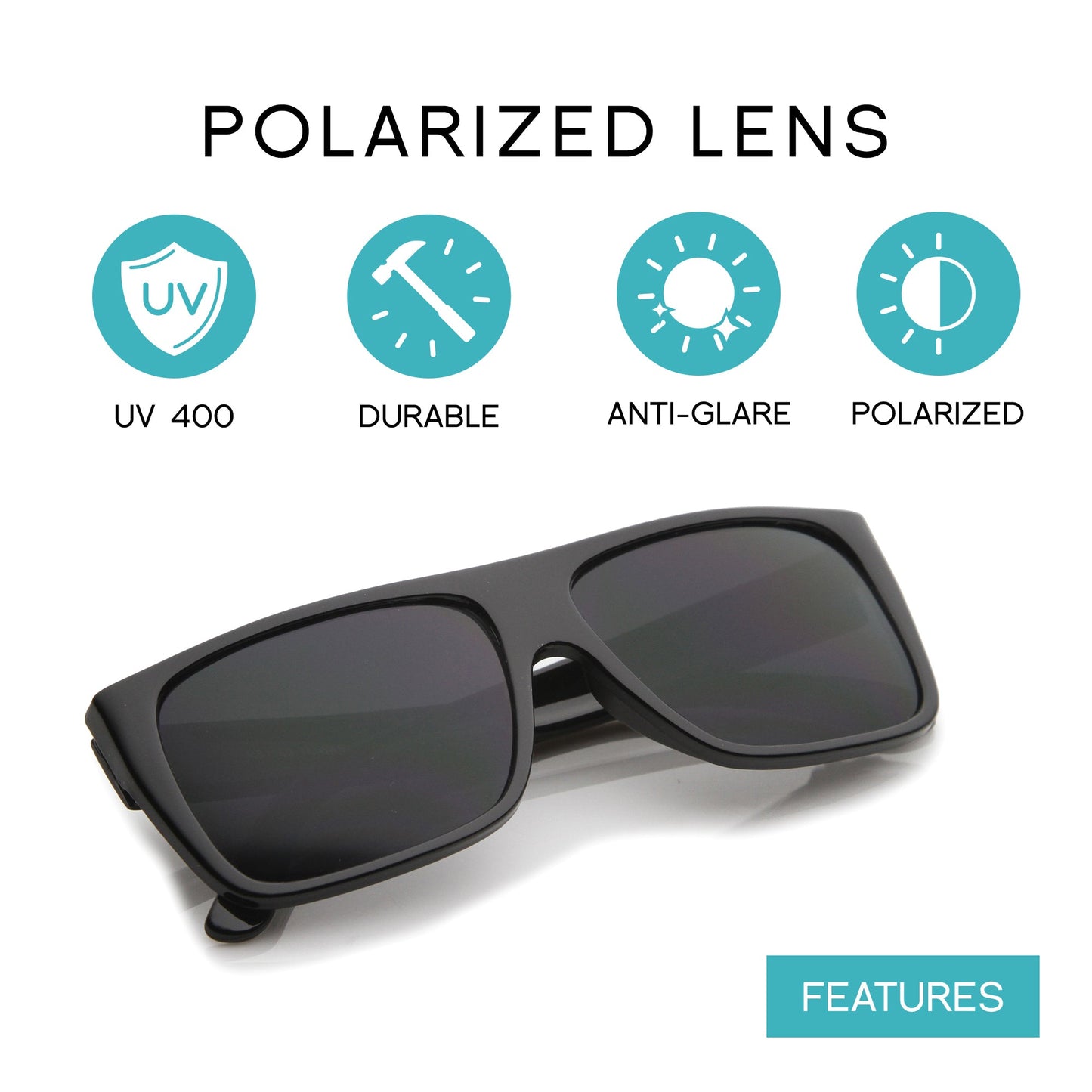 zeroUV  - Mens Retro Super Flat Top Aviator Square Sunglasses 8685