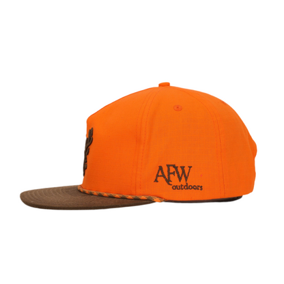 AF Waterfowl Blaze Orange and Brown  Ripstop Puff Deer Rope Hat