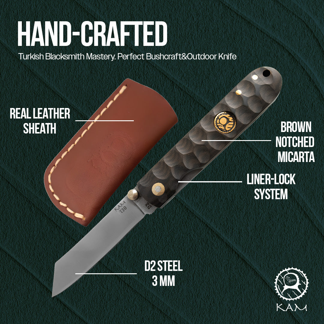Kam Knife - T30 - Katsu Brown Handle - Pocket Knife