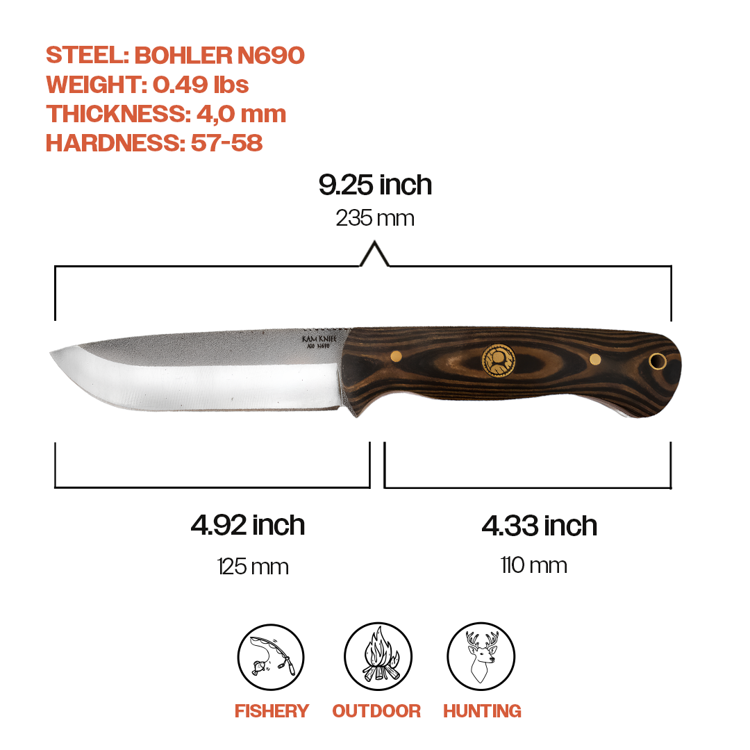 Kam Knife - A10 - Black Handle - Fixed Blade