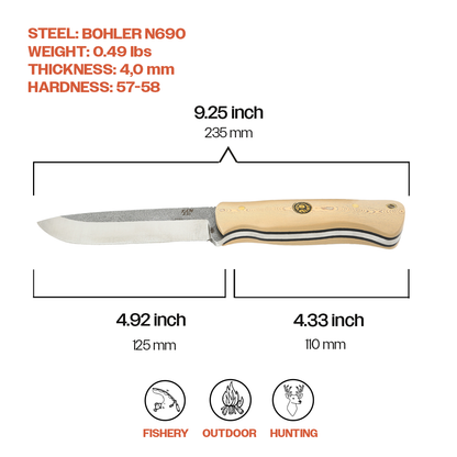 Kam Knife - A10 - White Handle - Fixed Blade