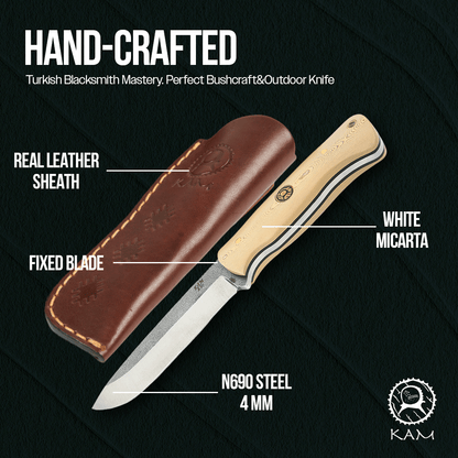 Kam Knife - A10 - White Handle - Fixed Blade