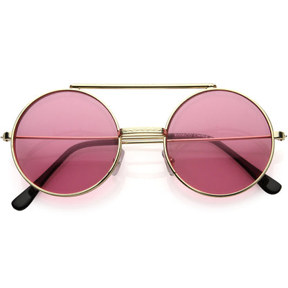 zeroUV Steampunk Vintage Circle Round Flip Up Vintage Sunglasses 8793