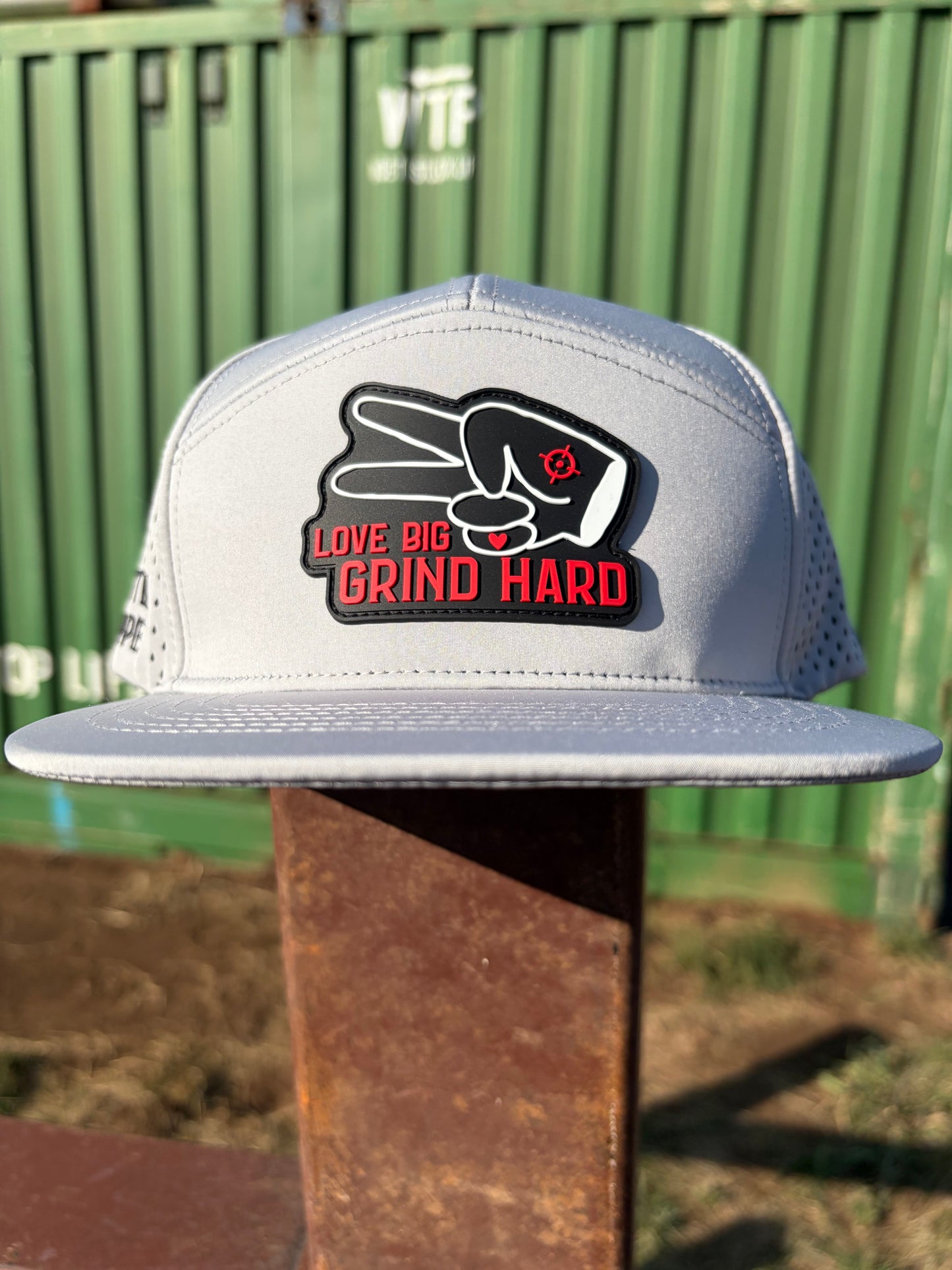 Hustlin Hippie PL Series Hydro Snapback- LIGHT GRAY- RUBBER LOGO w/LOVE BIG GRIND HARD