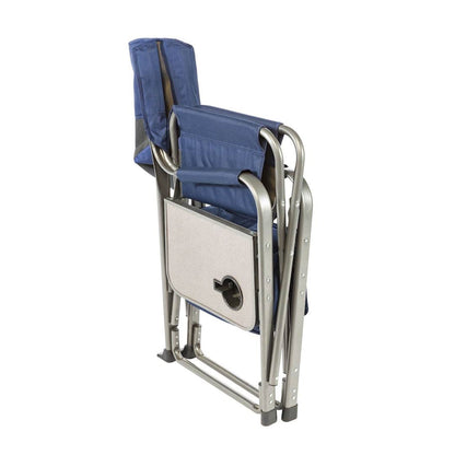 Kamp-Rite Portable Director's Chair w/Cooler, Cup Holder, & Side Table, Navy/Tan