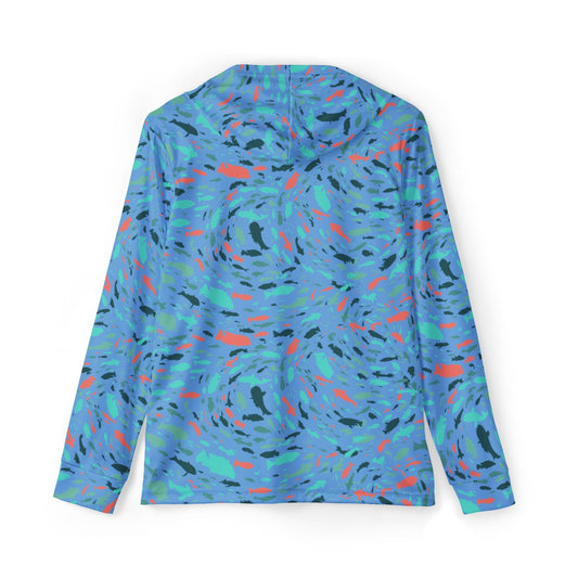 Texas Rigged Tees Colorful Swimming Fish — Unisex Fishing Pullover Hoodie (SPF 50+)