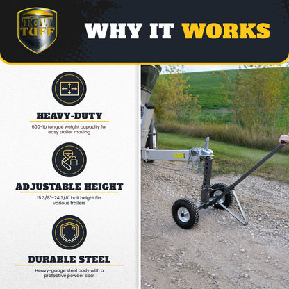 Tow Tuff TMD-600AFF Adjustable Solid Steel 600 Pound Capacity Trailer Dolly