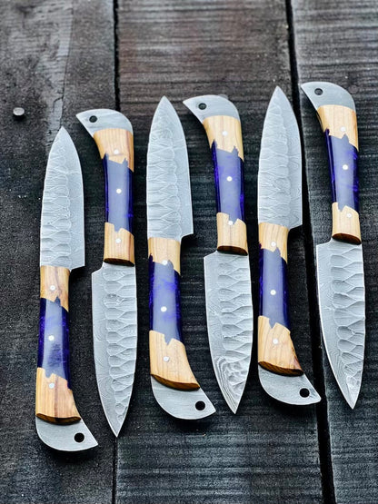 Texan Knives Best Japanese Knife Set – 13" Forged Stainless Steel Blade with Olivewood & Epoxy Resin Handle + Leather Sheath