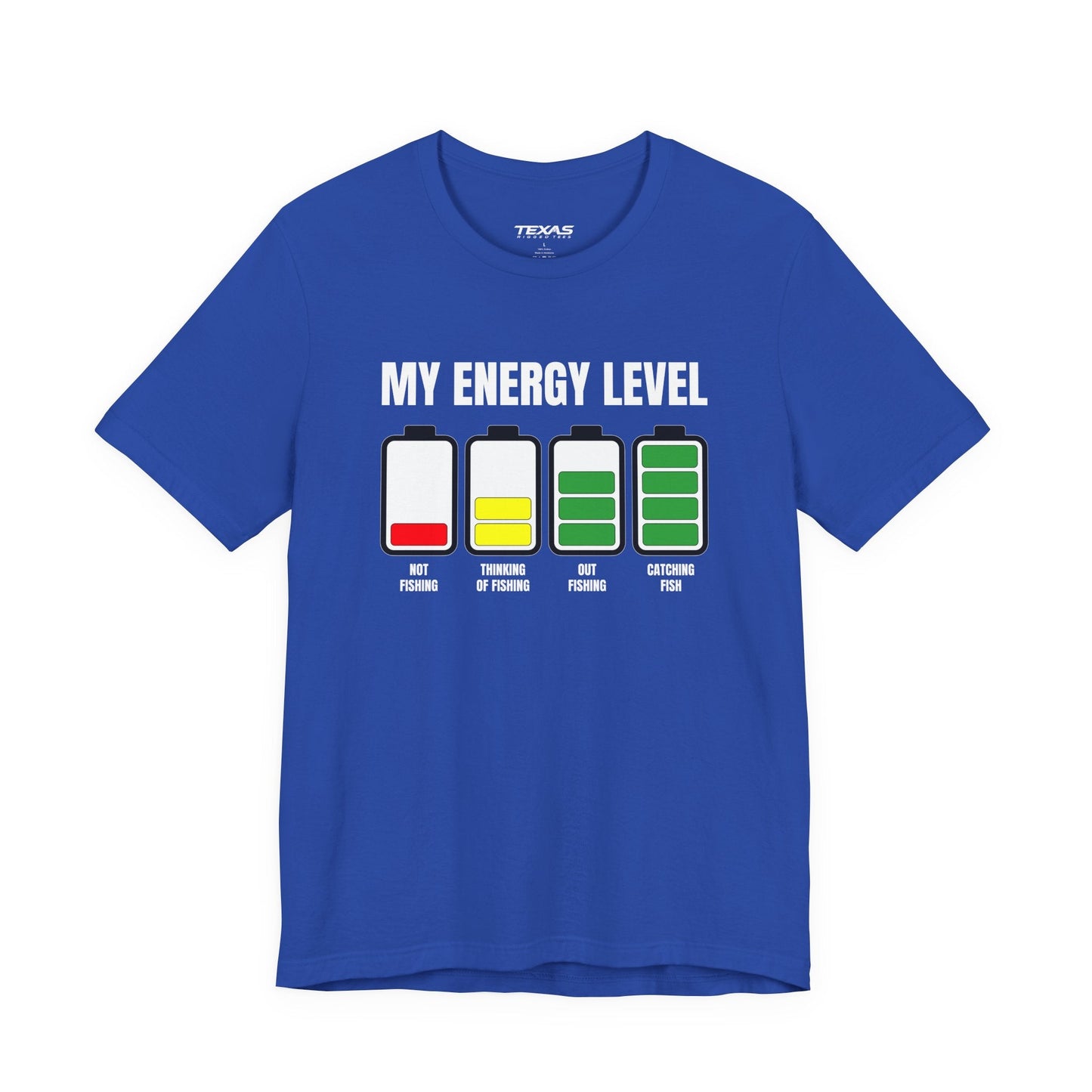 Texas Rigged Tees My Energy Level — Unisex Cotton Tee