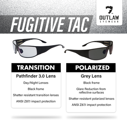Outlaw Eyewear - Fugitive TAC Black / Pathfinder 4.0 Transition - ANSI Z87.1-2015