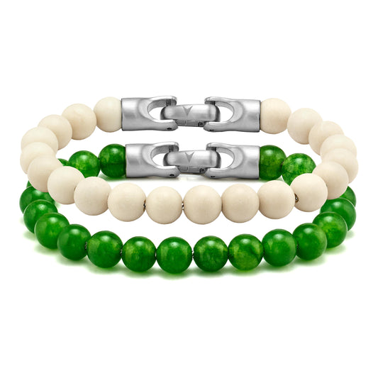 Vincero Spiritual Bead Set 8mm - Green Onyx & Riverstone
