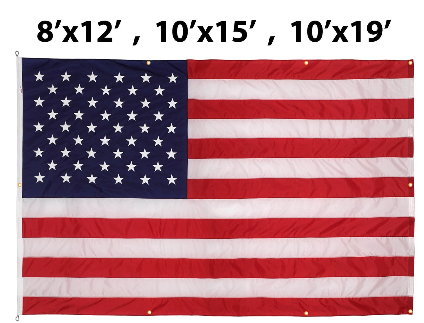 Flagman of America Nylon American Flag with Grommets Along Edges for Wall Hanging *Made in USA*