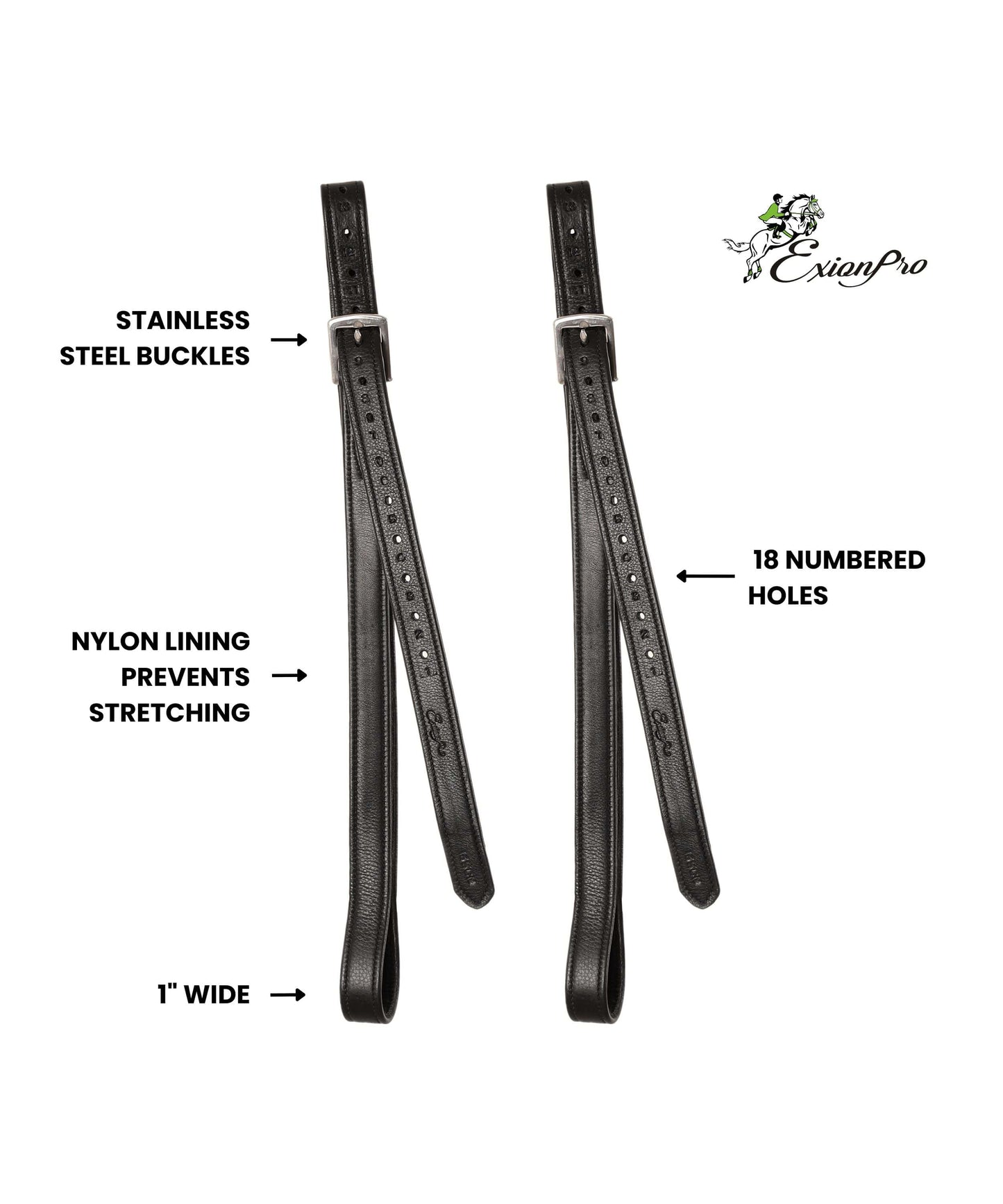 Bridles & Reins ExionPro Nylon Lined Stirrup Leathers