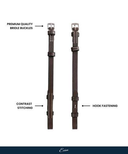 Bridles & Reins ExionPro Bridle Cheek Pieces With Hook Fastening - White Stitching