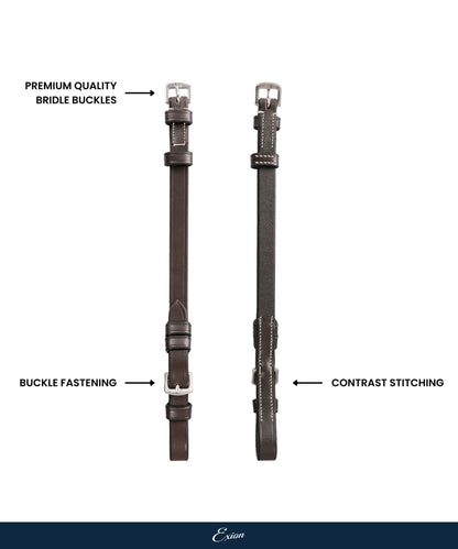 Bridles & Reins ExionPro Bridle Cheek Pieces With Buckle Fastening - White Stitching