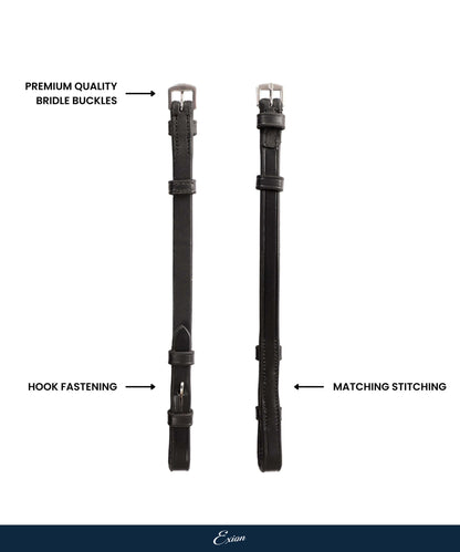 Bridles & Reins ExionPro Bridle Cheek Pieces With Hook Fastening - Matching Stitching