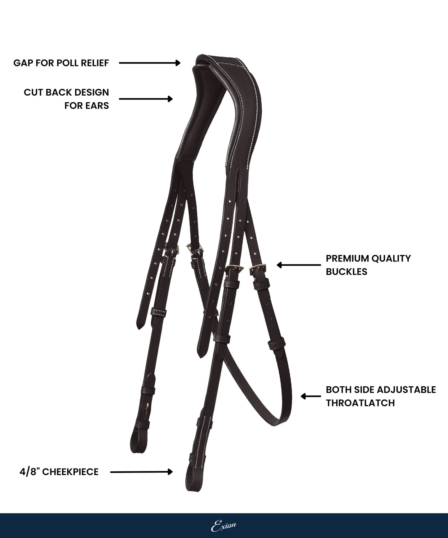 Bridles & Reins ExionPro Triple Strap 'Anti-Pressure' Crownpiece