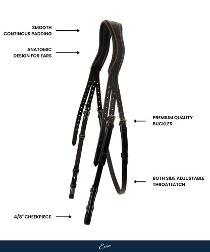Bridles & Reins ExionPro 'W-Shaped' Crownpiece - White Stitching