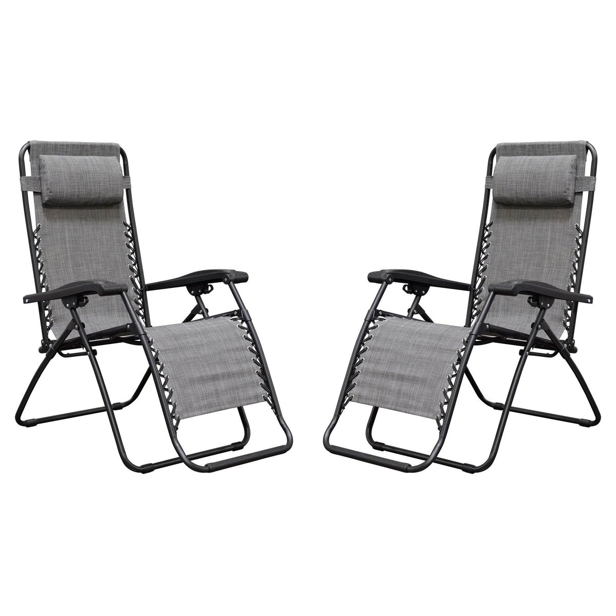Caravan Canopy Infinity Zero Gravity Steel Frame Patio Deck Chair, Grey (Pair)