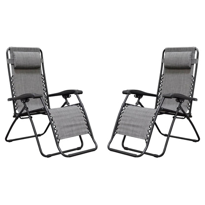Caravan Canopy Infinity Zero Gravity Steel Frame Patio Deck Chair, Grey (Pair)