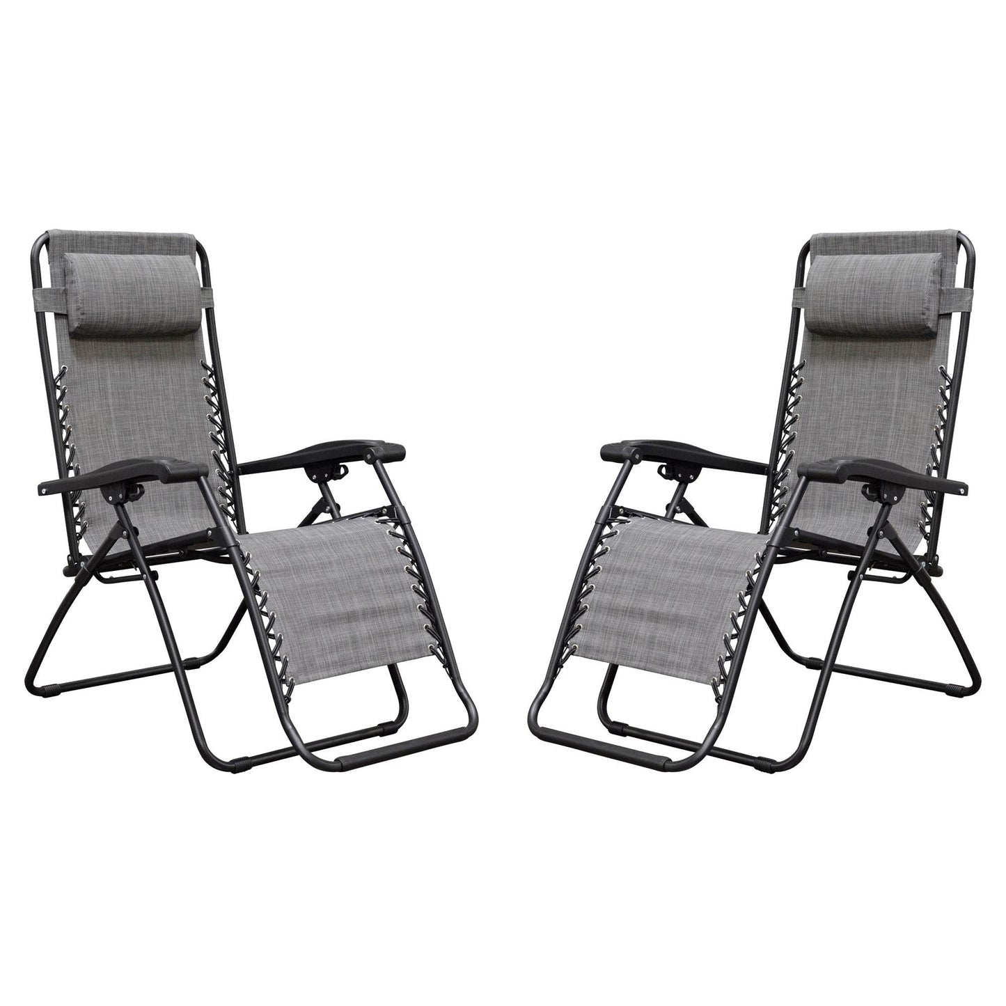 Caravan Canopy Infinity Zero Gravity Steel Frame Patio Deck Chair, Grey (Pair)