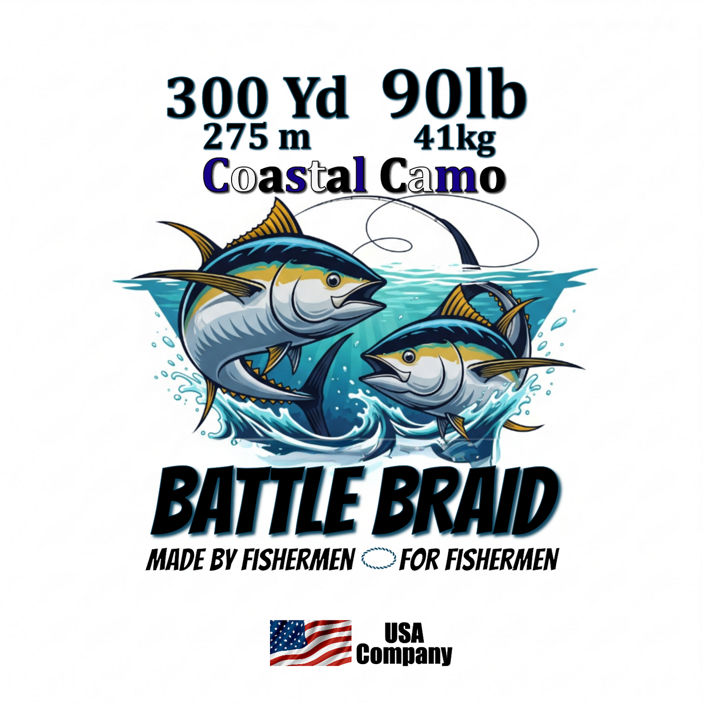 BATTLE BRAID COASTAL CAMO 300YRD SPOOL 8x PE