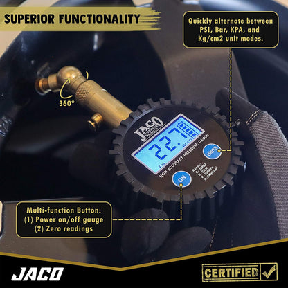 Jaco Elite® Digital Low Pressure Tire Gauge - Professional Accuracy - 30 PSI