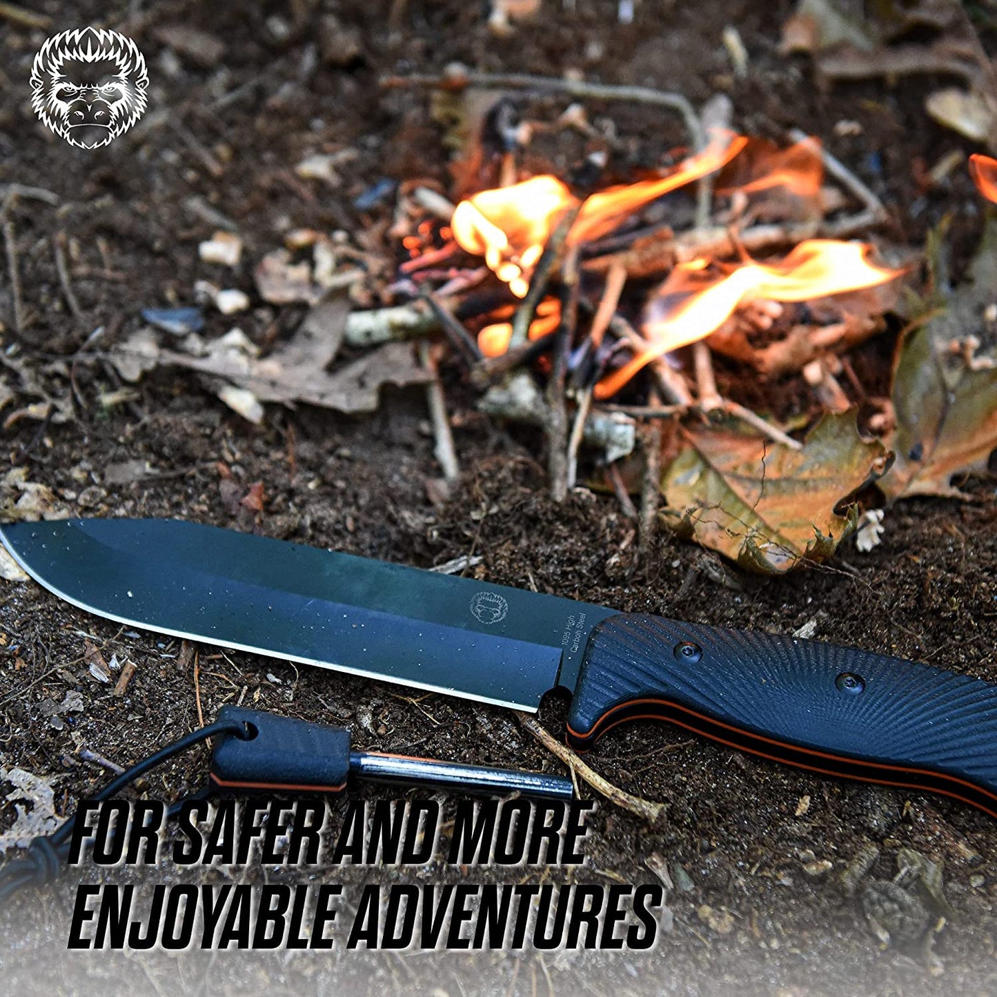 Holtzman's Gorilla Survival 12.32" LAVALINE SURVIVAL KNIFE WITH FIXED 1095 HIGH CARBON STEEL BLADE