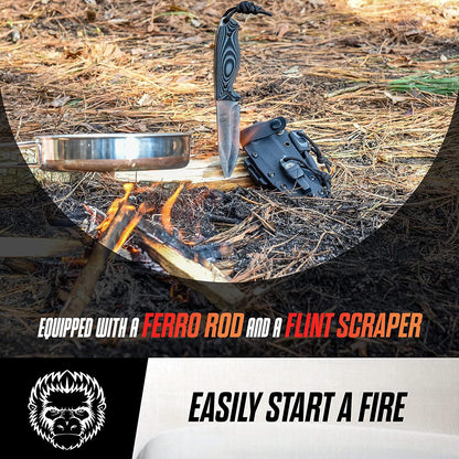 Holtzman's Gorilla Survival "The Silverback" Full Tang D2 Survival Camping Knife Gift Set