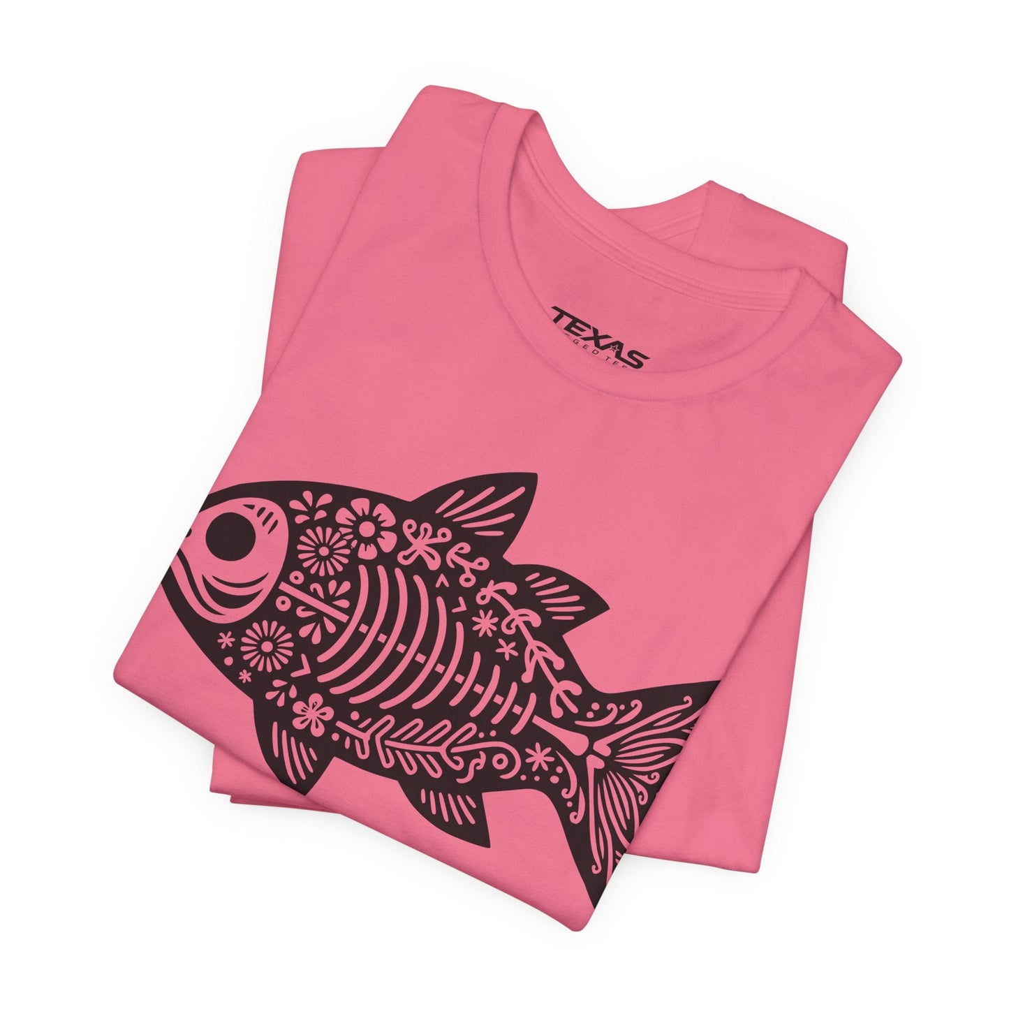 Texas Rigged Tees Mexican Flora Fish Skeleton — Unisex Cotton Tee