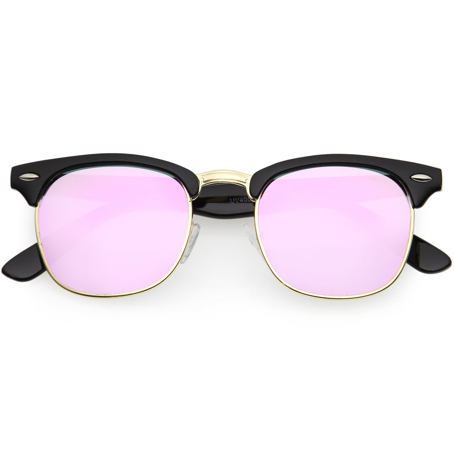 zeroUV Retro Horned Rim Half Frame Flash Mirror Lens Sunglasses 9309