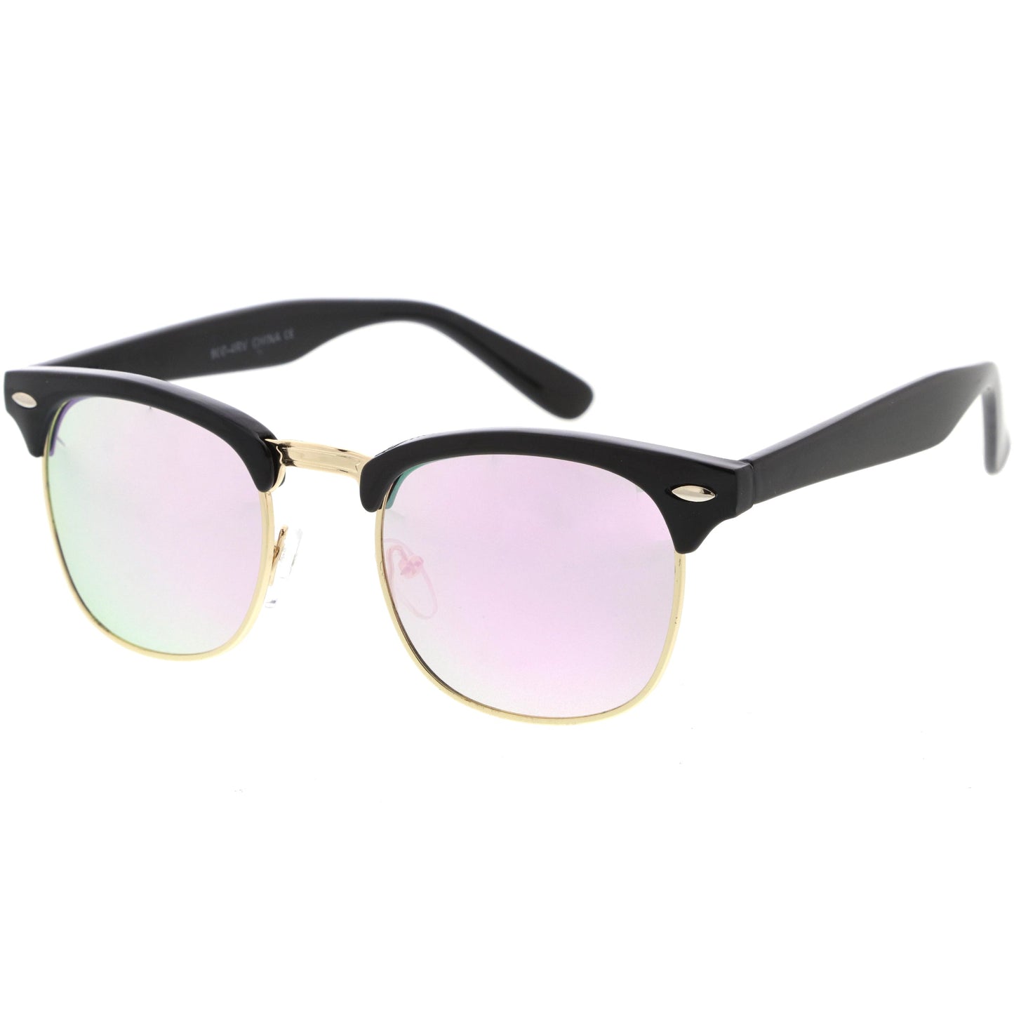 zeroUV Retro Horned Rim Half Frame Flash Mirror Lens Sunglasses 9309