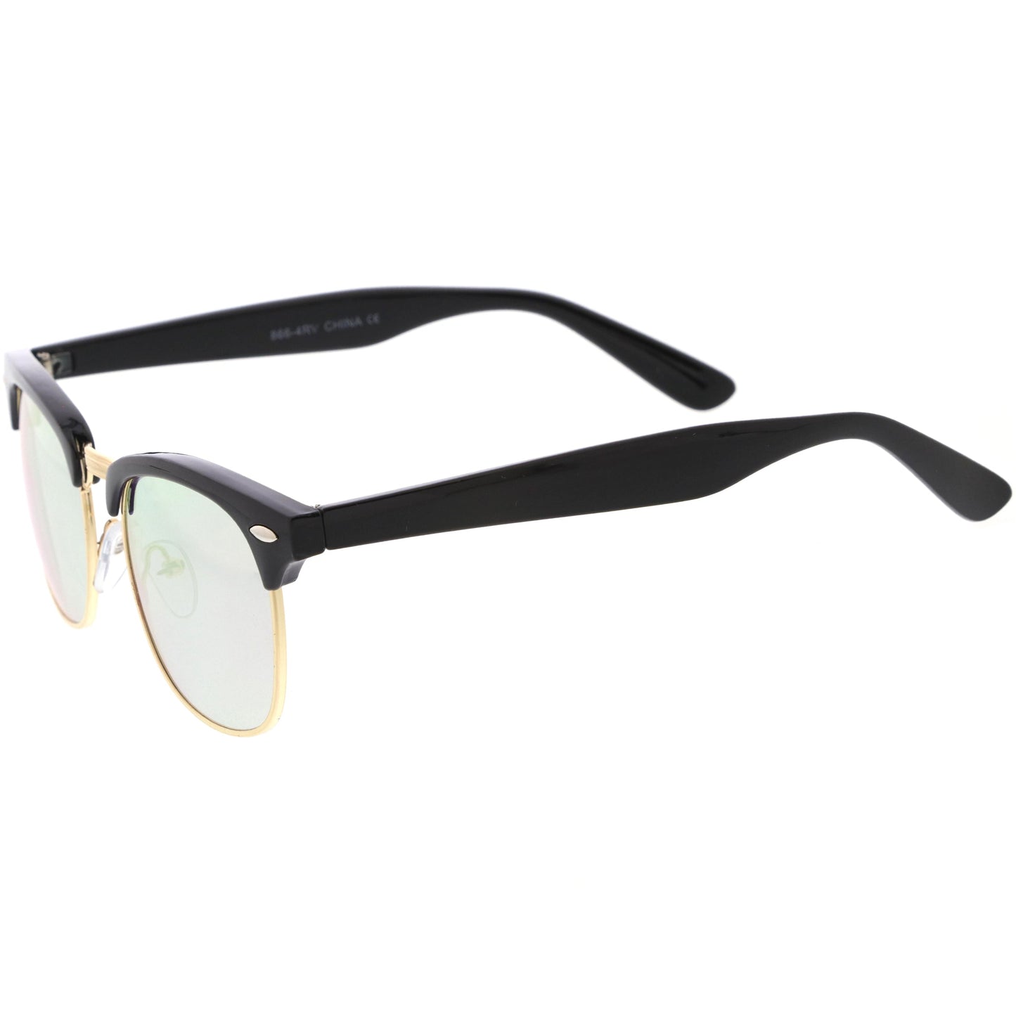zeroUV Retro Horned Rim Half Frame Flash Mirror Lens Sunglasses 9309