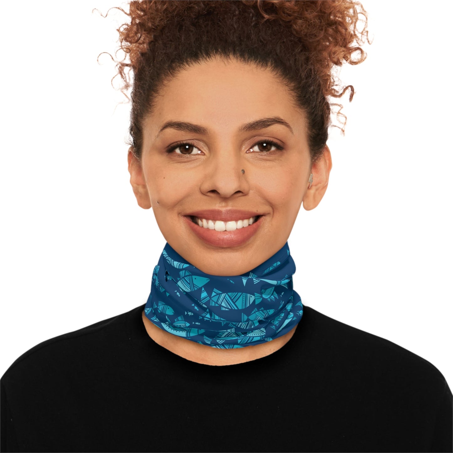 Texas Rigged Tees Deep Blue Schooling Fish — Unisex Neck Gaiter (SPF 50+)