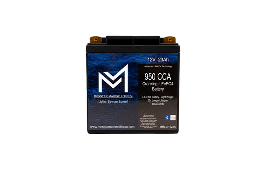 Monster Marine Lithium 950CCA 12V 23AH Cranking Lithium Battery - BLUETOOTH - MML-C1223B