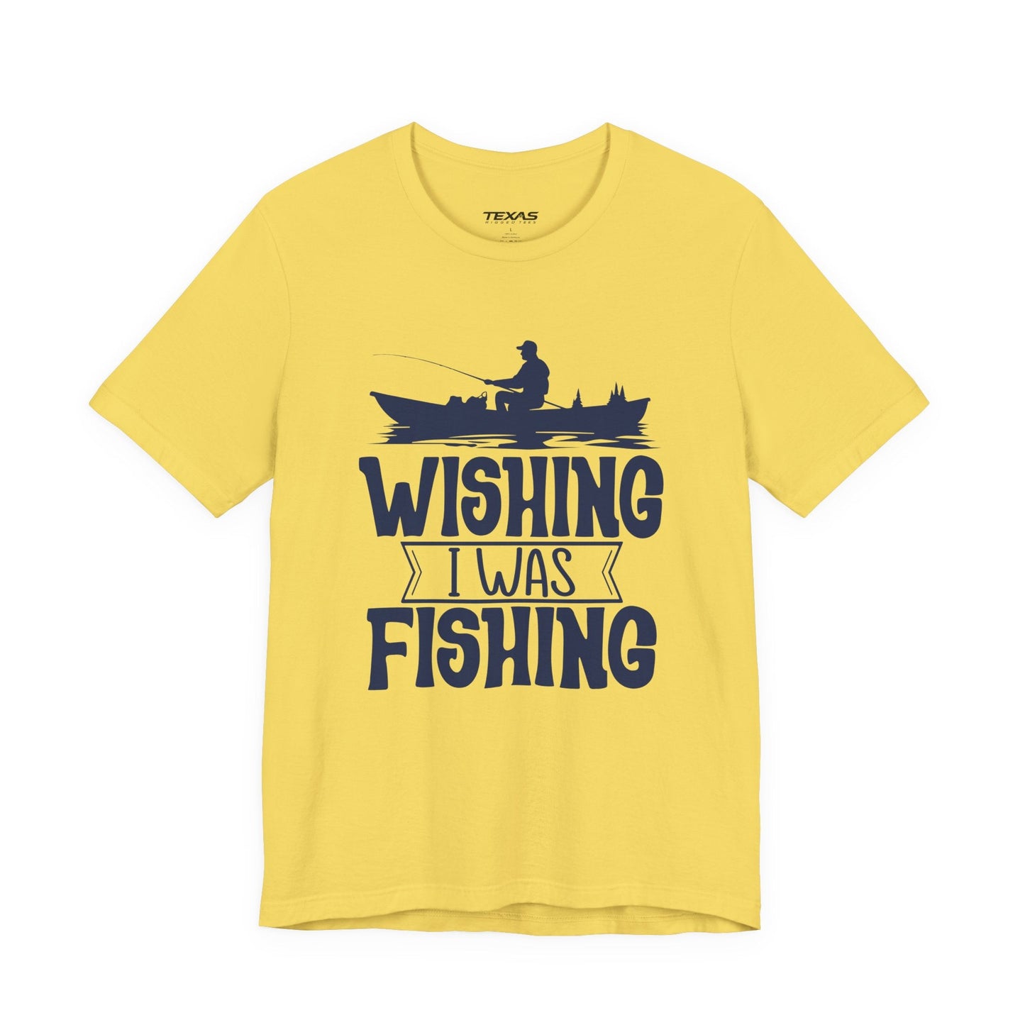 Texas Rigged Tees Wishing I Was Fishing (Boat Edition) — Unisex Cotton Tee