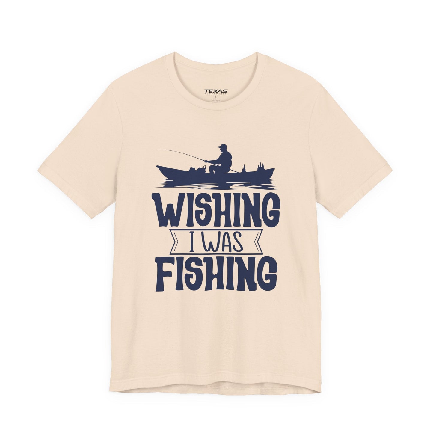 Texas Rigged Tees Wishing I Was Fishing (Boat Edition) — Unisex Cotton Tee