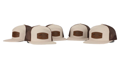 AF Waterfowl Leather Patch Pale Khaki & Brown 7 Panel Trucker