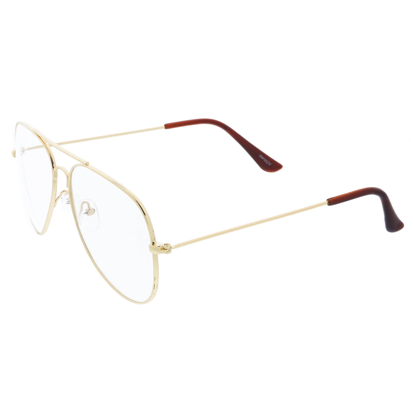 zeroUV Retro Full Metal Aviator Sunglasses With Clear Lenses Glasses 9591