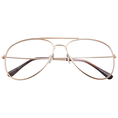 zeroUV Retro Full Metal Aviator Sunglasses With Clear Lenses Glasses 9591