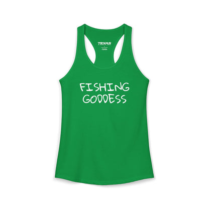 Texas Rigged Tees Fishing Goddess — Women’s Racerback Tank