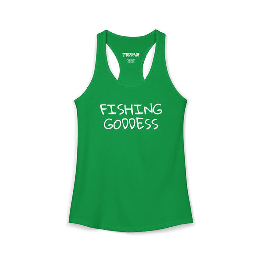Texas Rigged Tees Fishing Goddess — Women’s Racerback Tank