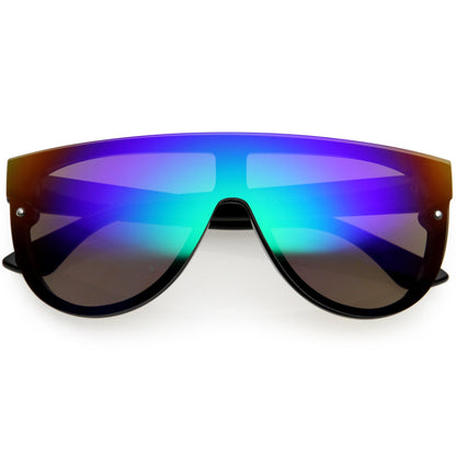 zeroUV Retro Modern Flat Top Mirror Lens Shield Aviator Sunglasses 9798