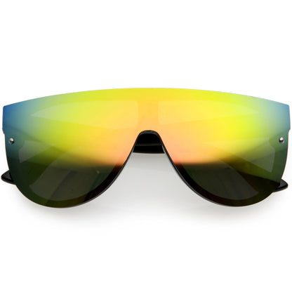 zeroUV Retro Modern Flat Top Mirror Lens Shield Aviator Sunglasses 9798