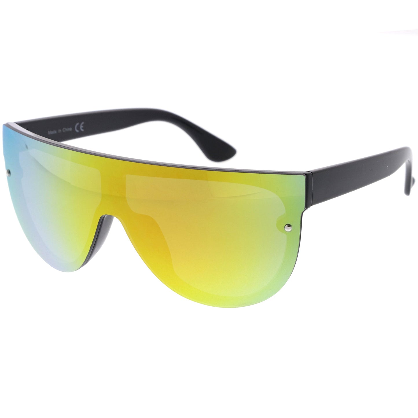 zeroUV Retro Modern Flat Top Mirror Lens Shield Aviator Sunglasses 9798