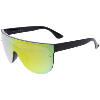 zeroUV Retro Modern Flat Top Mirror Lens Shield Aviator Sunglasses 9798